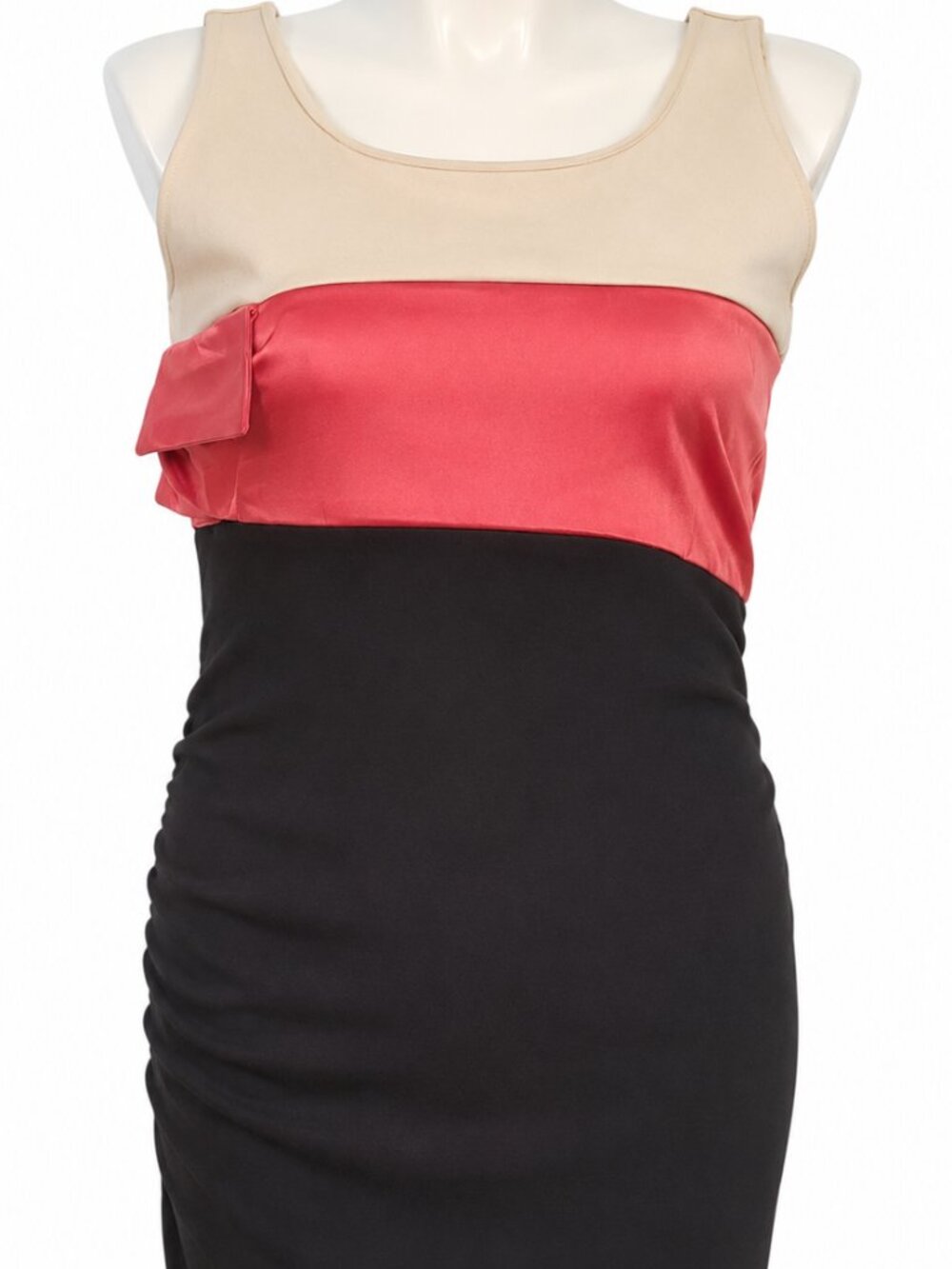 NY Collection Women’s Black Pink Color Block Ruched Bodycon Dress NWT Size Large
